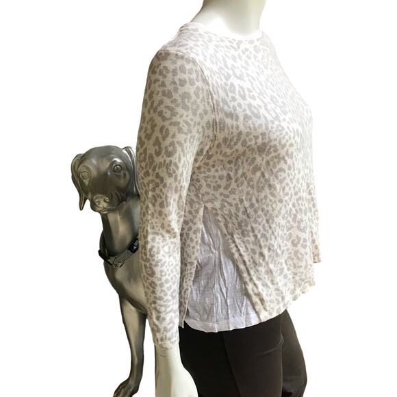 Olivaceous Layered Leopard Print Gray Long Sleeve Shirt Women's Size Small - Picture 2 of 8